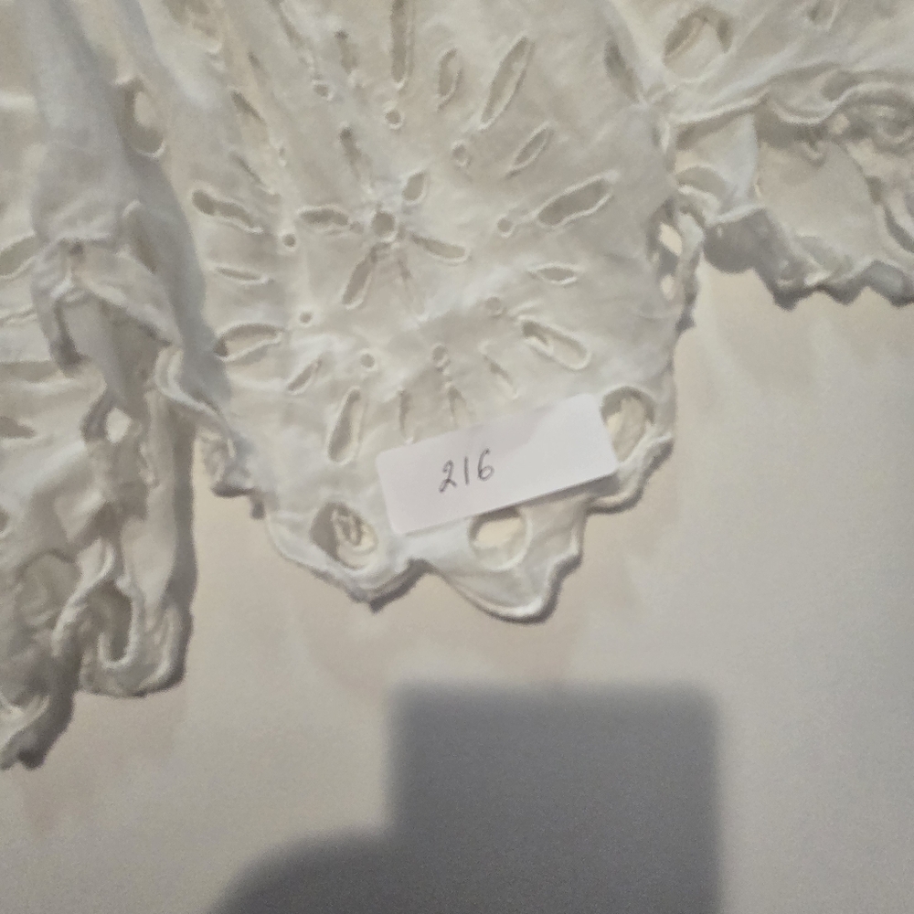Sea New York Addie Eyelet Dress Off-White A-line Short Sleeves Mock Neck Size L - Picture 12 of 12